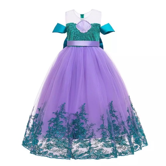 Luxury Mermaid Ariel Purple Green Shell Costume Dress 5014 - Picture 1 of 5